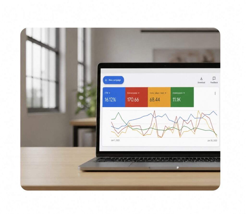google ads dashboard on laptop